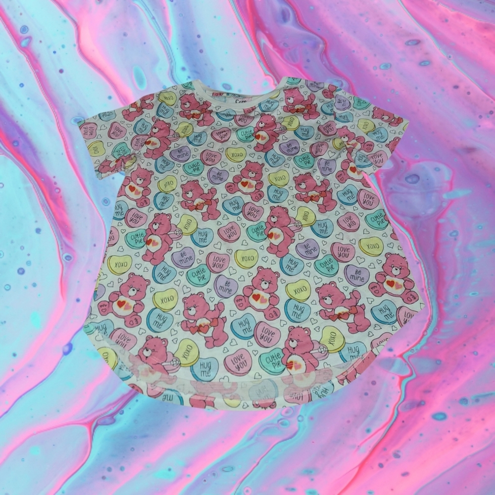 Care Bears juniors size XL (15-17) Valentine's Day candy hearts top